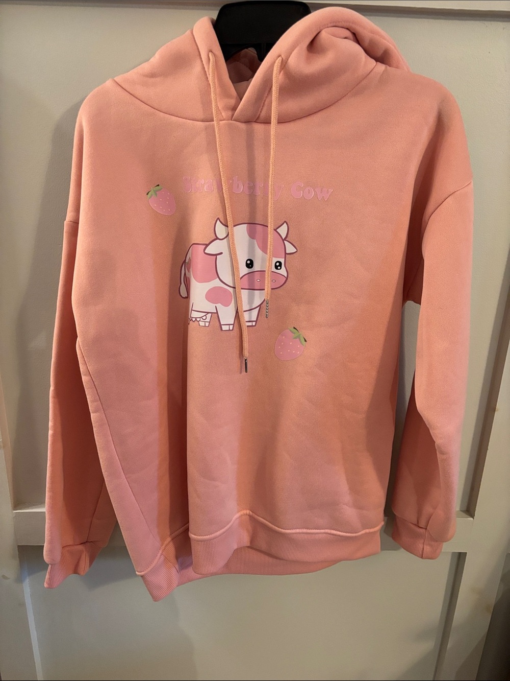 Pink Strawberry Cow Hoodie - Cozy Pullover Jacket